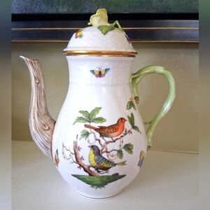 Herend Rothschild Bird Coffee Pot and Demitasse Cups 9pcs